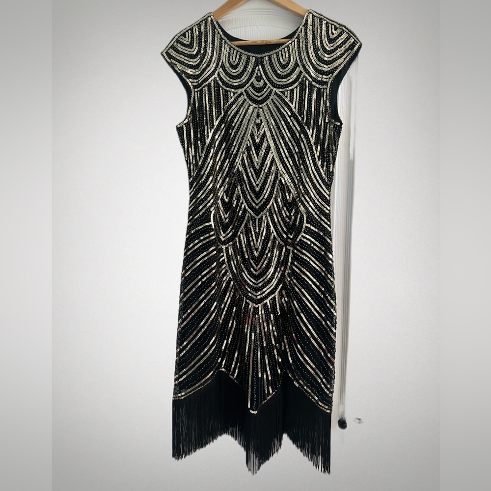 Women’s gold and black size medium flapper dress